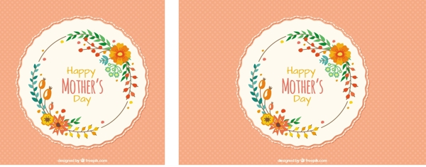 母亲节背景与圆点和花环