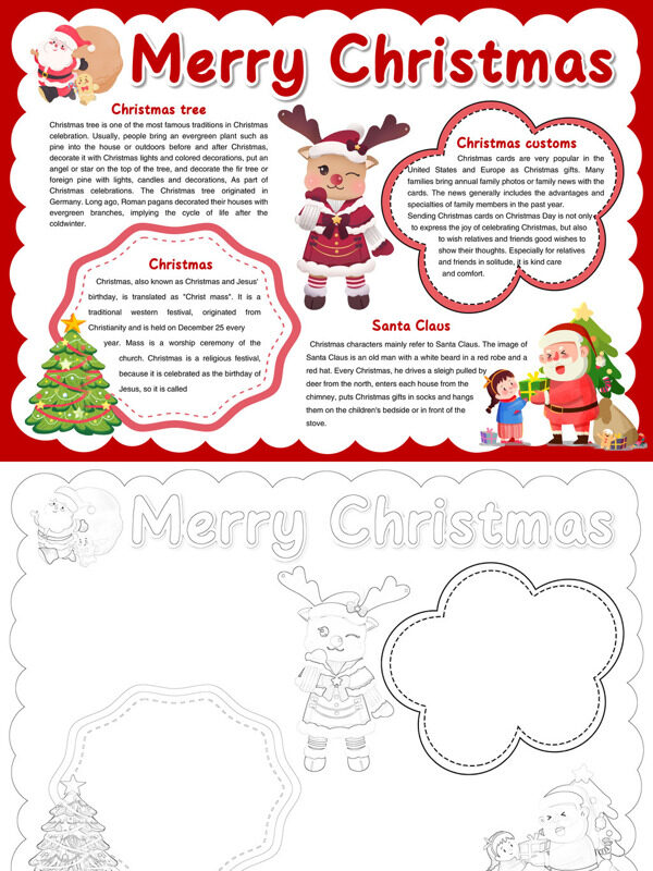 可爱可爱Merry Christmas圣诞习俗手抄报