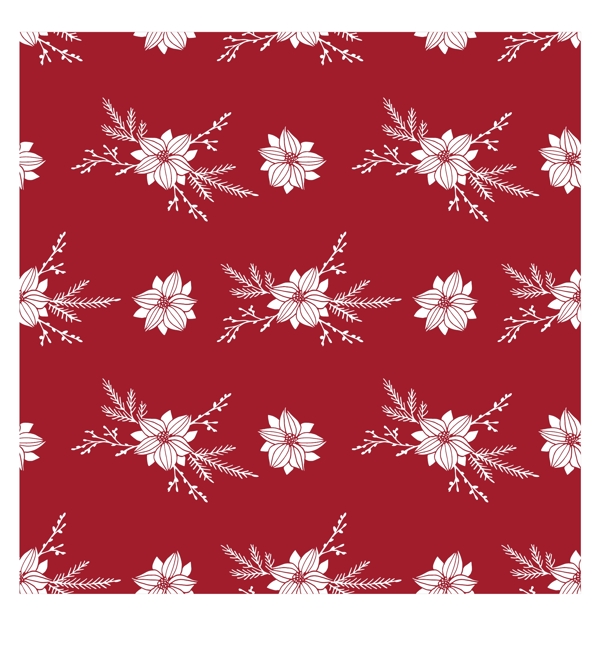 红色花朵圣诞节底纹矢量素材