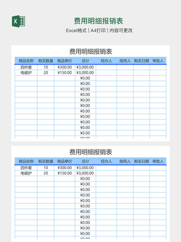 费用明细报销表