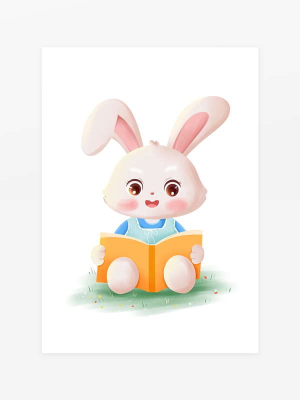 2023年兔年新年卡通读书兔子