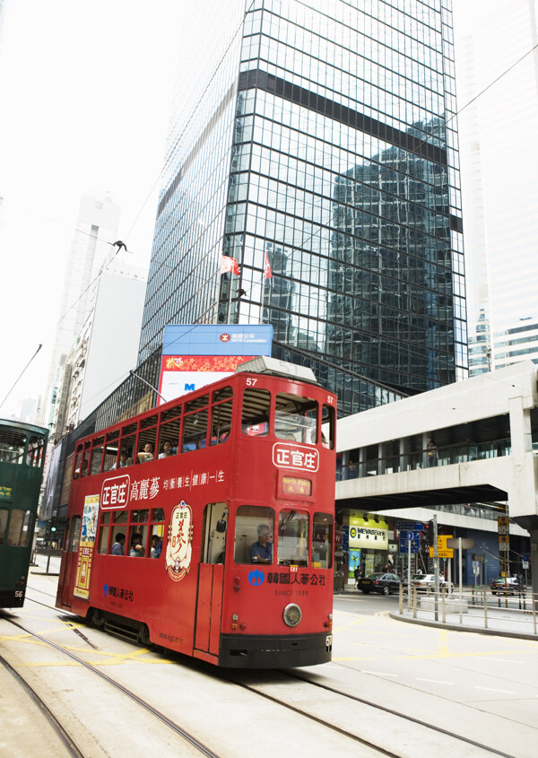 香港人文景色双层巴士