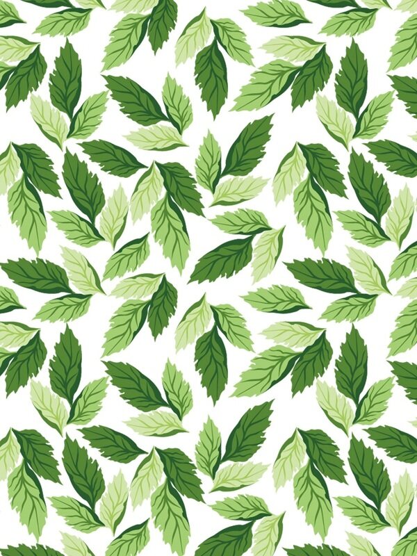 传统 欧式俄式花卉底图底纹  图案背景贴图 白底三片绿叶矩阵