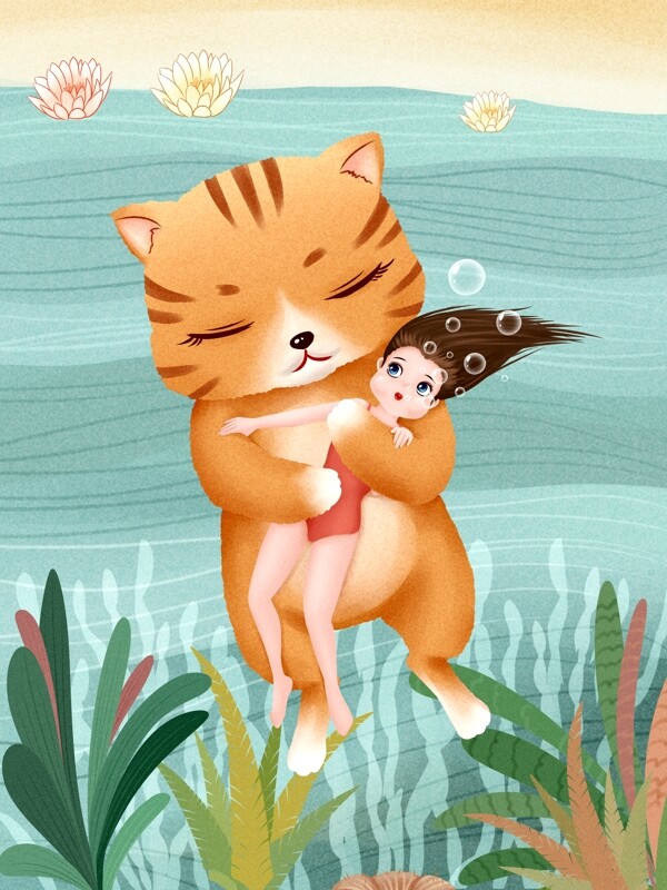 猫之日猫猫下水救女孩