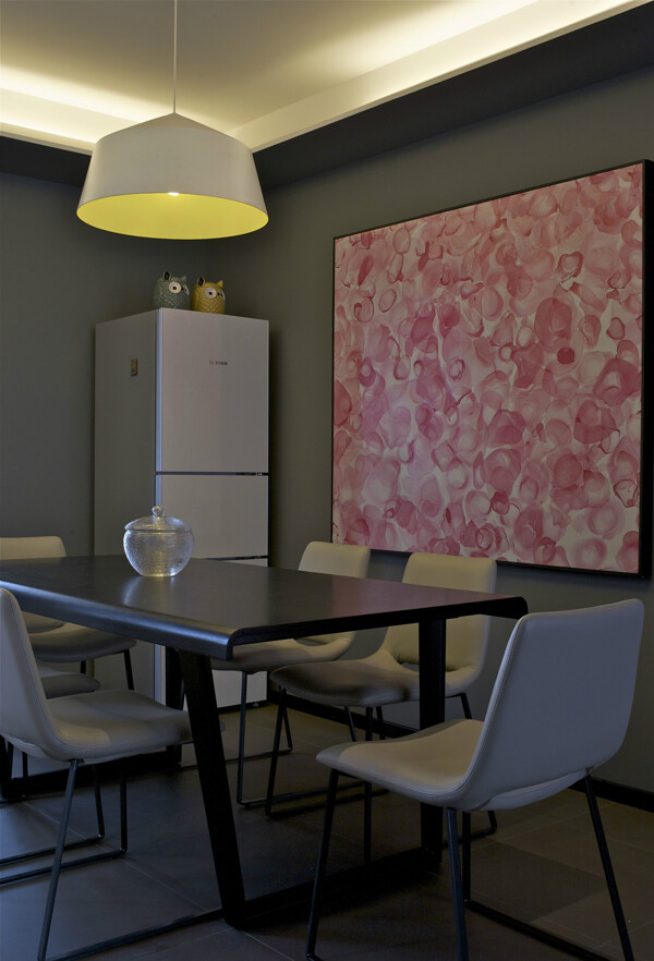 室内餐厅壁画现代简约装修效果图效果图