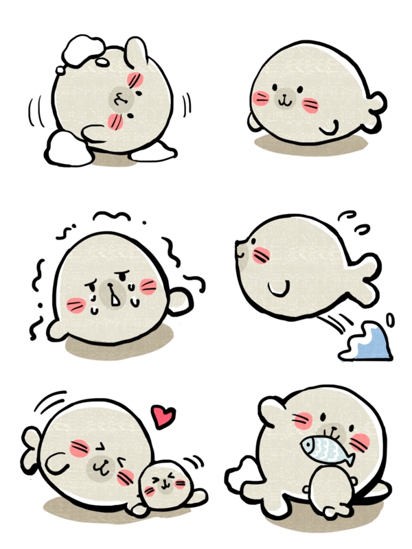 海豹节日式简约风卡通手绘海豹表情包