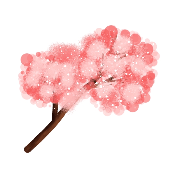 樱花花枝手绘植物插画