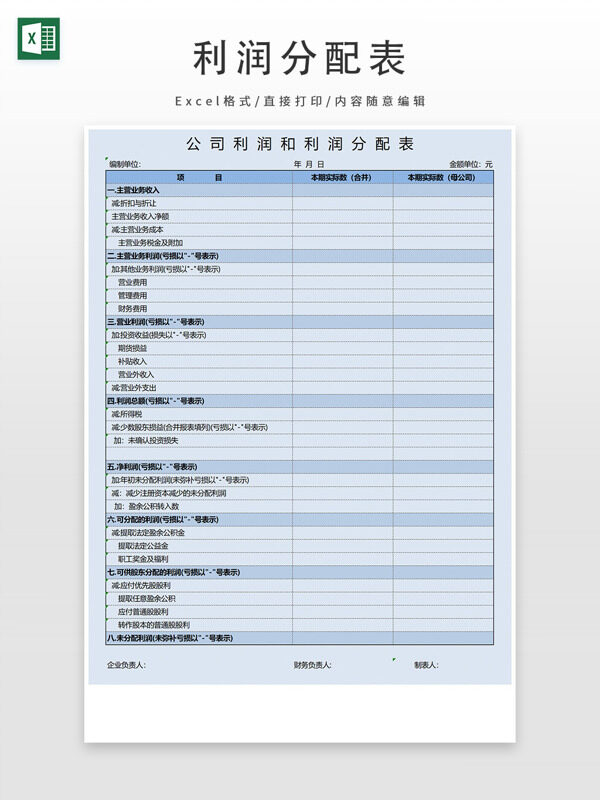 通用公司利润和利润分配表