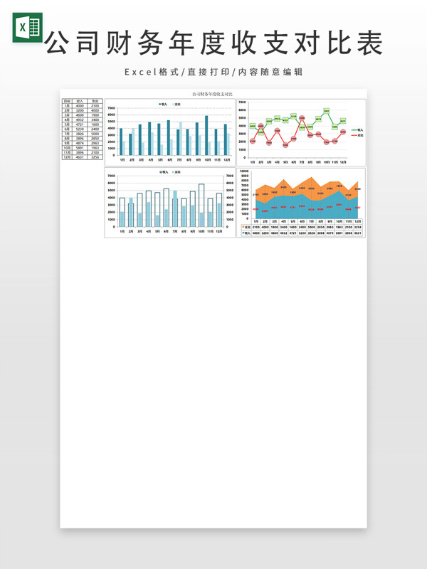 公司财务年度收支对比表