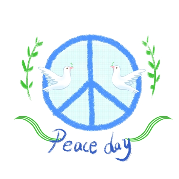 国际和平日手绘反战标志和平鸽清新商用元素