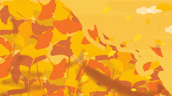 黄色秋季银杏叶背景设计