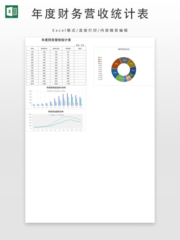 年度财务营收统计表